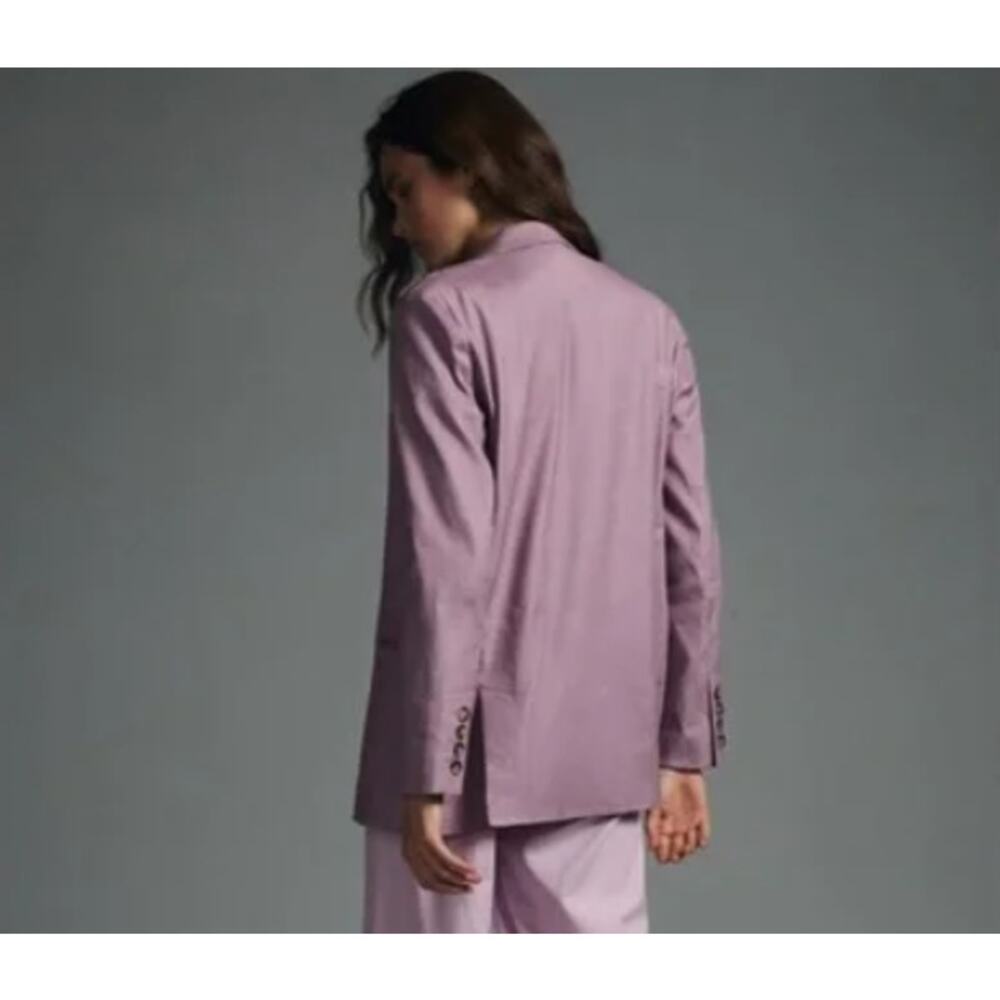NWT Anthropologie‎ Maeve Double Breasted Linen Blazer Lilac Sz 12 Modern Career - Picture 3 of 11